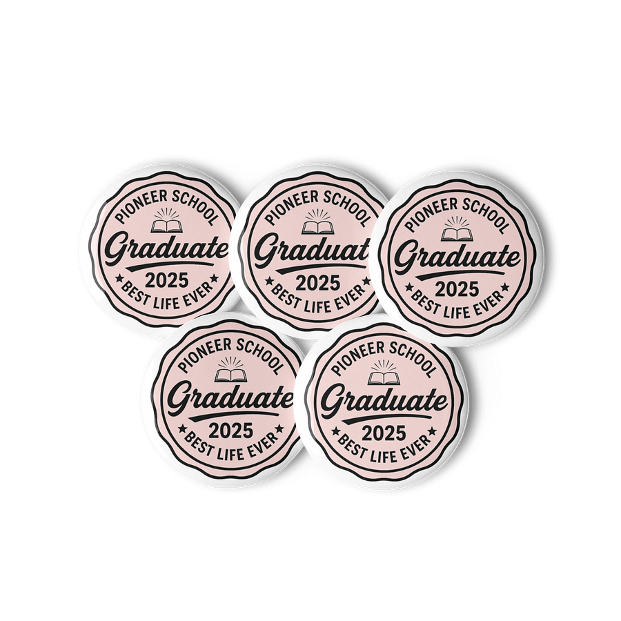 PIONEER SCHOOL GRADUATE 2025 | SET OF 5 RETRO PIN | PINK/WHITE product image (1)