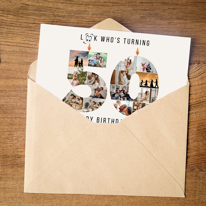 50th Birthday Number Photo Card Canva Template product image (2)