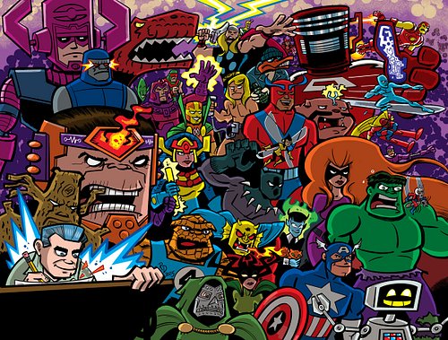 Jack Kirby and a bunch of his creations.
Unlettered art from SKETCHES ON THE SIDEWALK #2: JACK KIRBY by @fredvanlente and @ry...