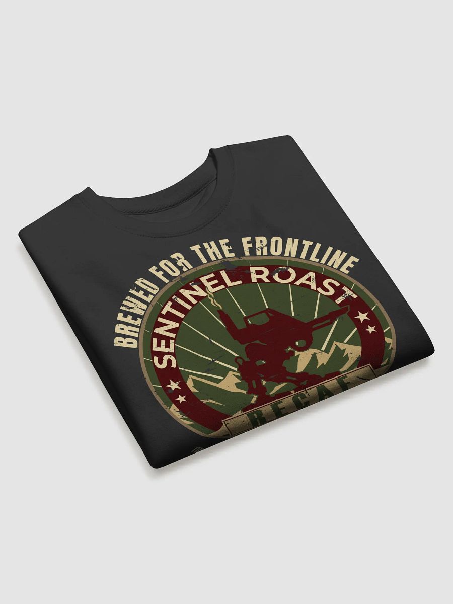 Sentinel Roast Recaff – Retro Warhammer 40K Astra Militarum Propaganda Poster Sweatshirt product image (3)