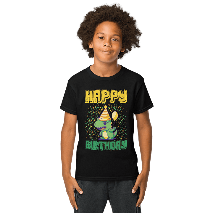 Happy Birthday (Cute Dinosaur With Balloon) T-Shirt For Kids product image (1)
