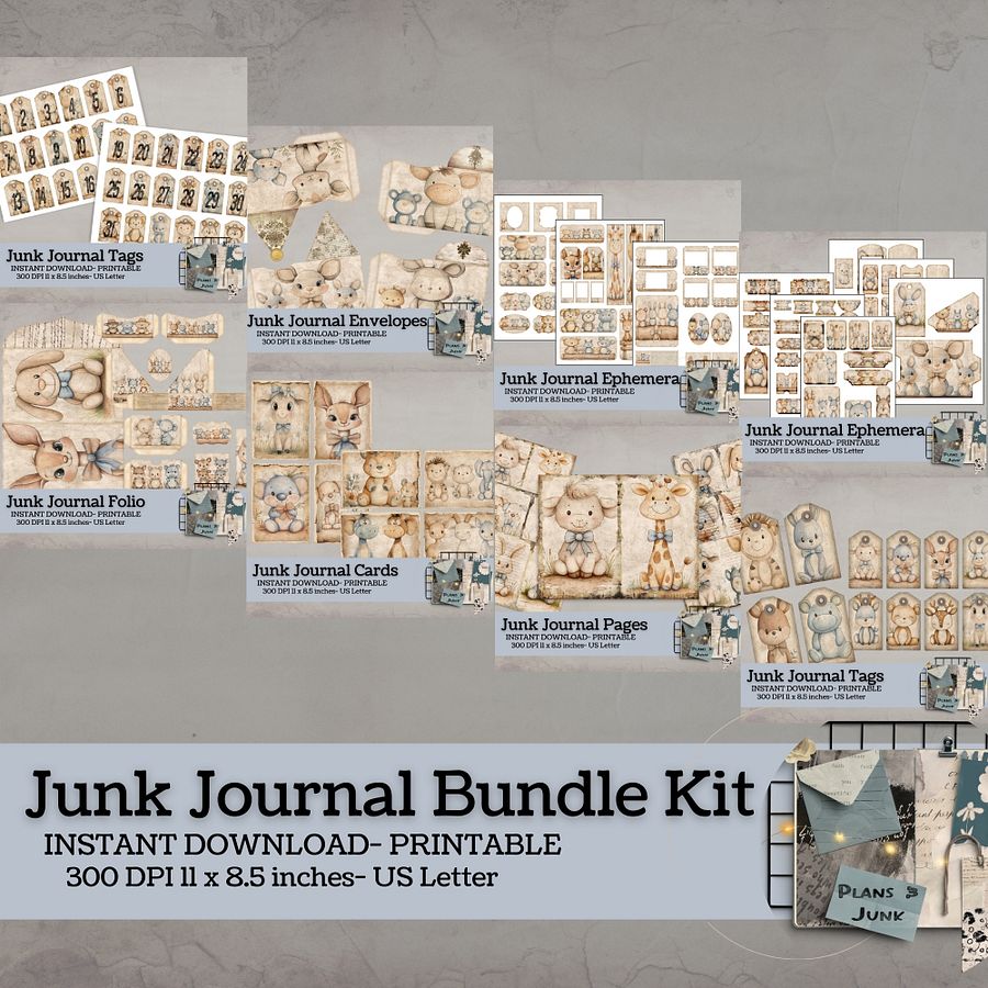 Nursery Animals - Junk Journal Bundle V8 product image (1)