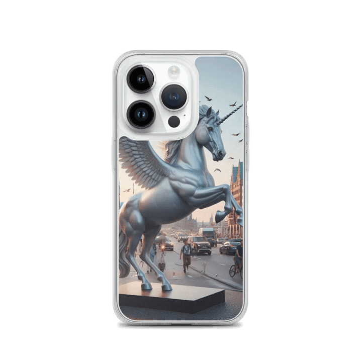 MagSafe® Clear Case for iPhone® | Ebon Majesty: AI-Designed Silver Winged Unicorn product image (3)