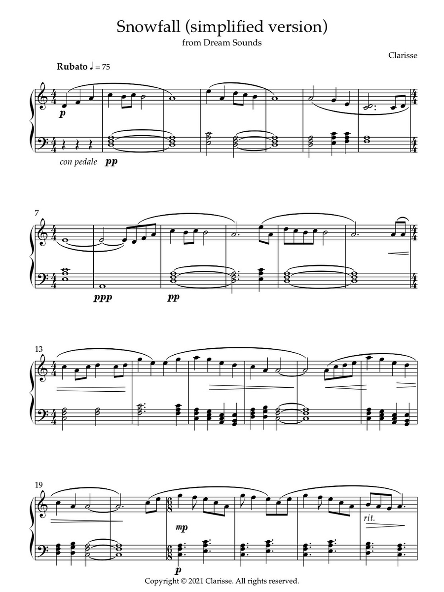 Snowfall (simplified version) - Sheet Music product image (1)
