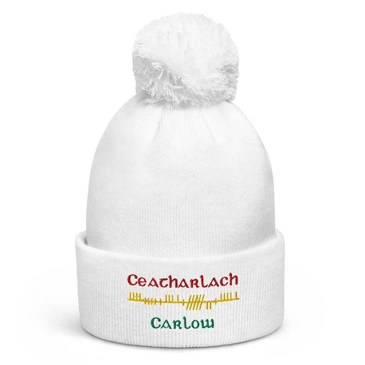 Carlow/Ceatharlach, Orthodox Style Ogham embroidered Pom-Pom Beanie product image (1)