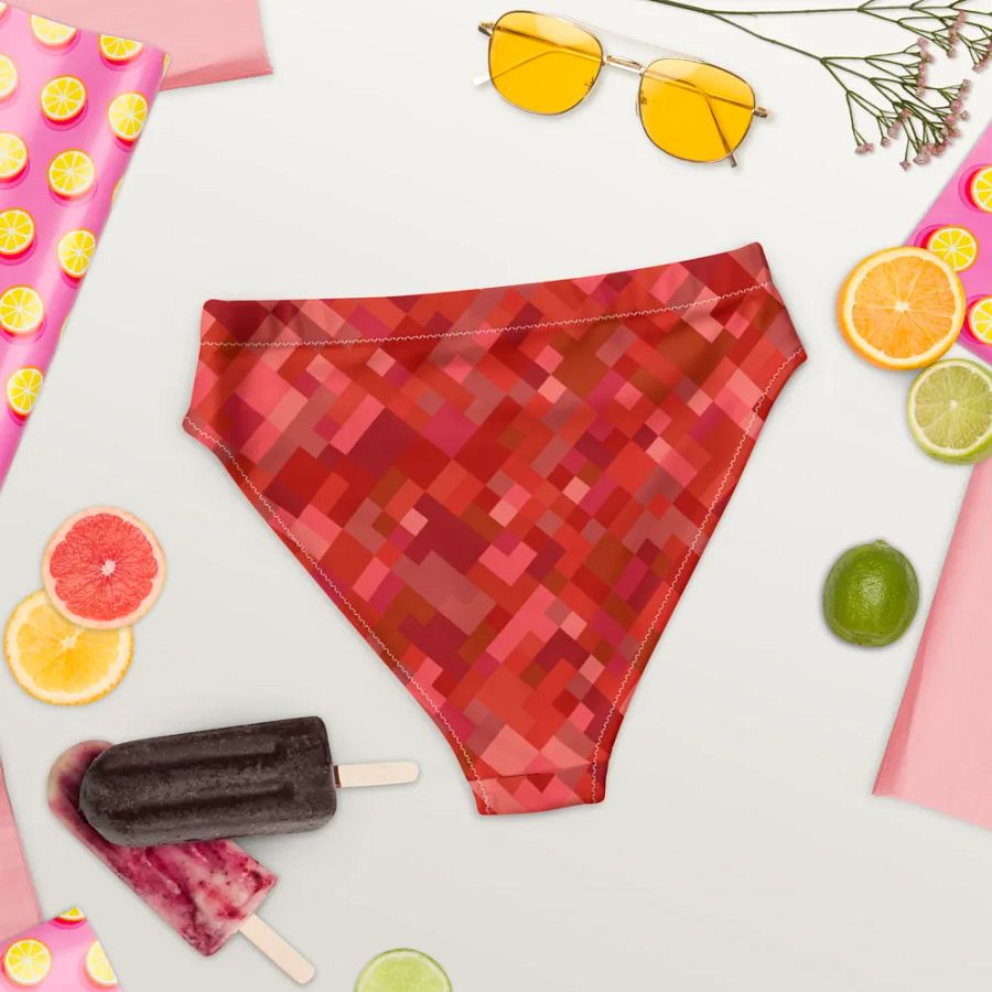 Colorful Mosaic Pattern Design High Waisted Bikini Bottom - v4 product image (4)