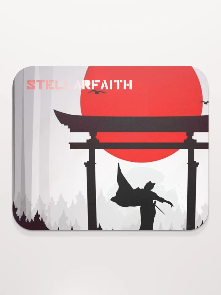 female samurai with red moon small mouse pad product image (2)