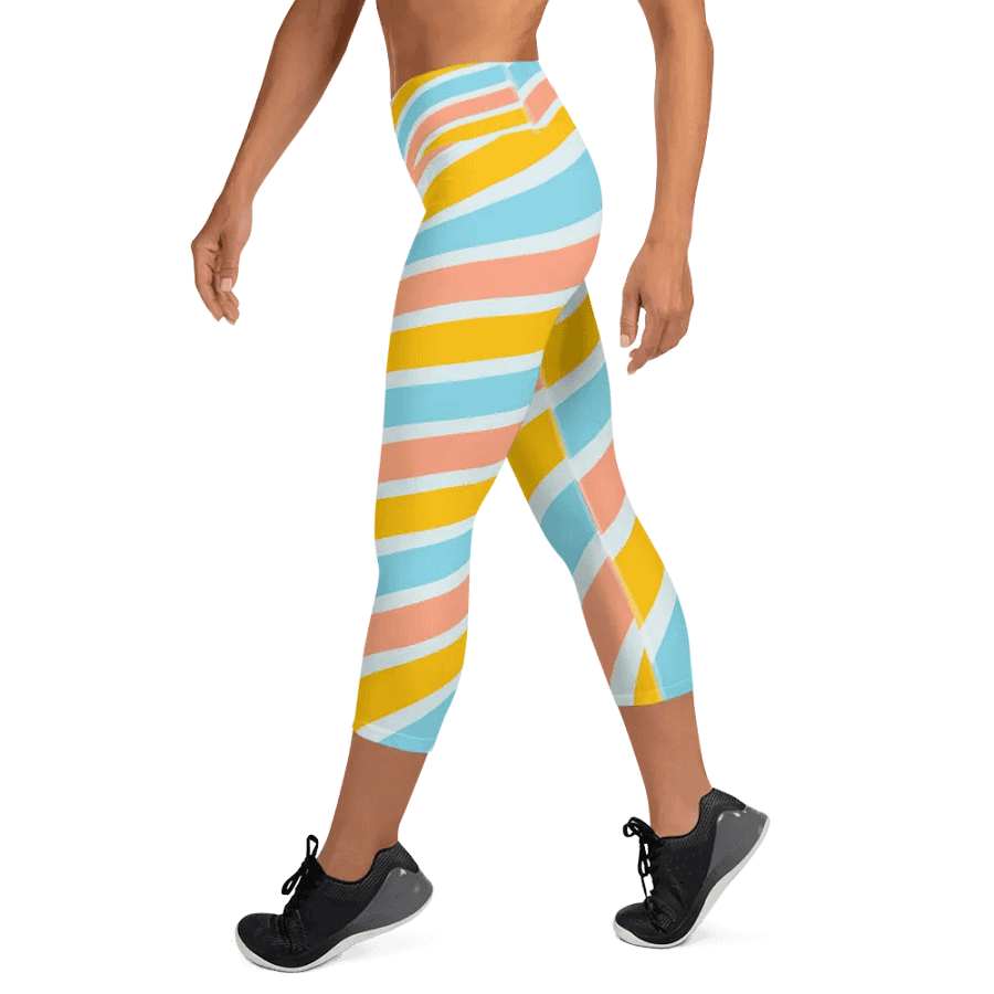 Cheerful Sorbet Stripes All-Over Print Capri Leggings product image (6)