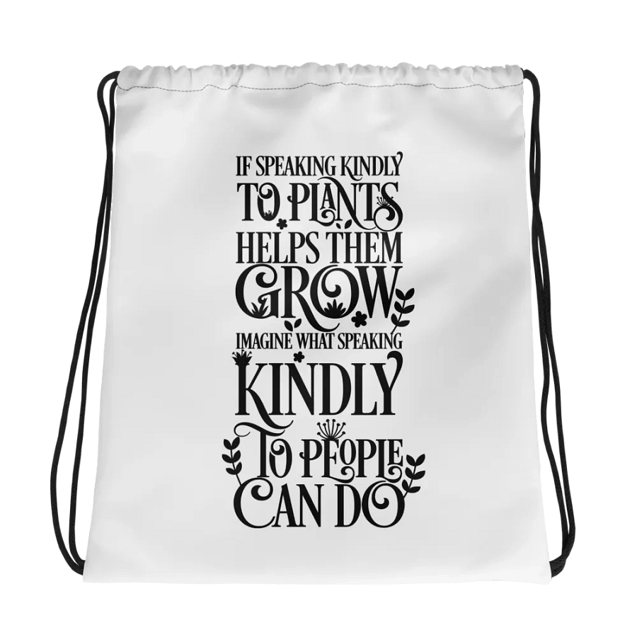 Kindness Blooms White Drawstring Bag product image (1)