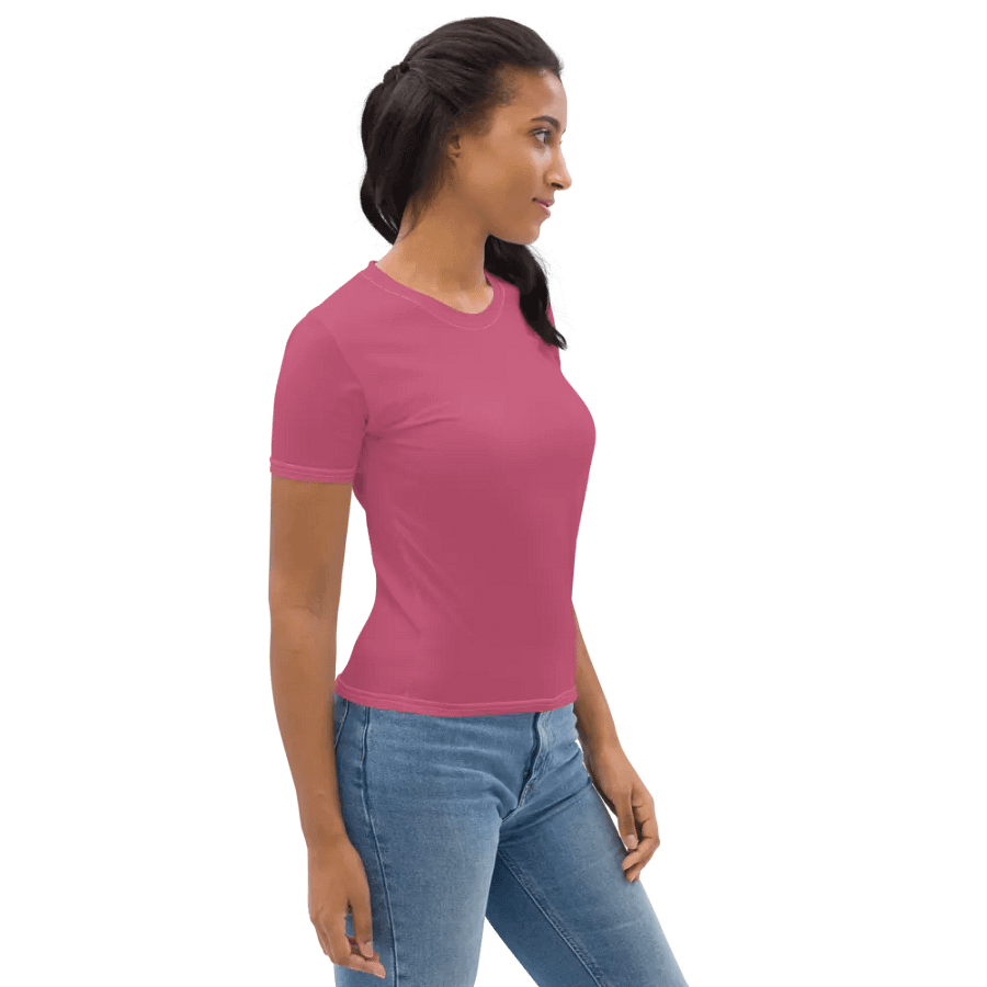 Plain Vibrant Red Soft Summer Women's Crewneck Polyester Heavyweight Premium T-Shirt by Treasure Pie product image (7)