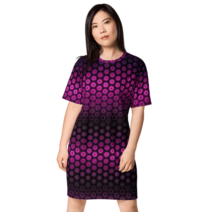 Abstract Raspberry and Black Pattern Ladies T Shirt Dress product image (7)