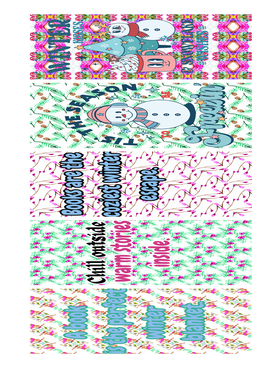 Colored Winter Themed Bookmarks with Patterns and Quotes product image (5)