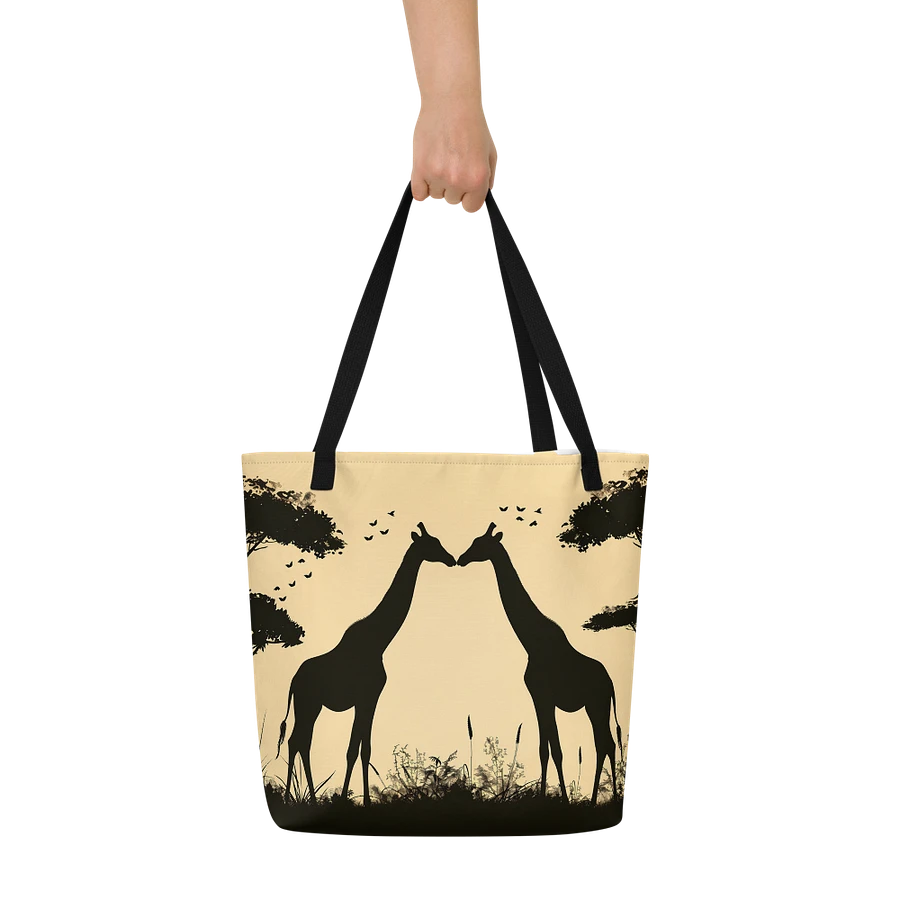 Tote Bag: Giraffe Couple in Savanna Sunset Elegant Wildlife Theme Design product image (9)