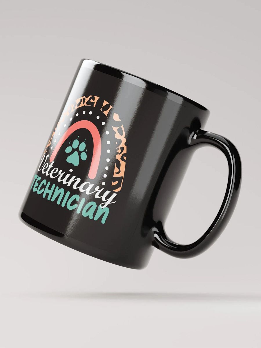 "Veterinary technician-Rainbow" black glossy mug product image (3)