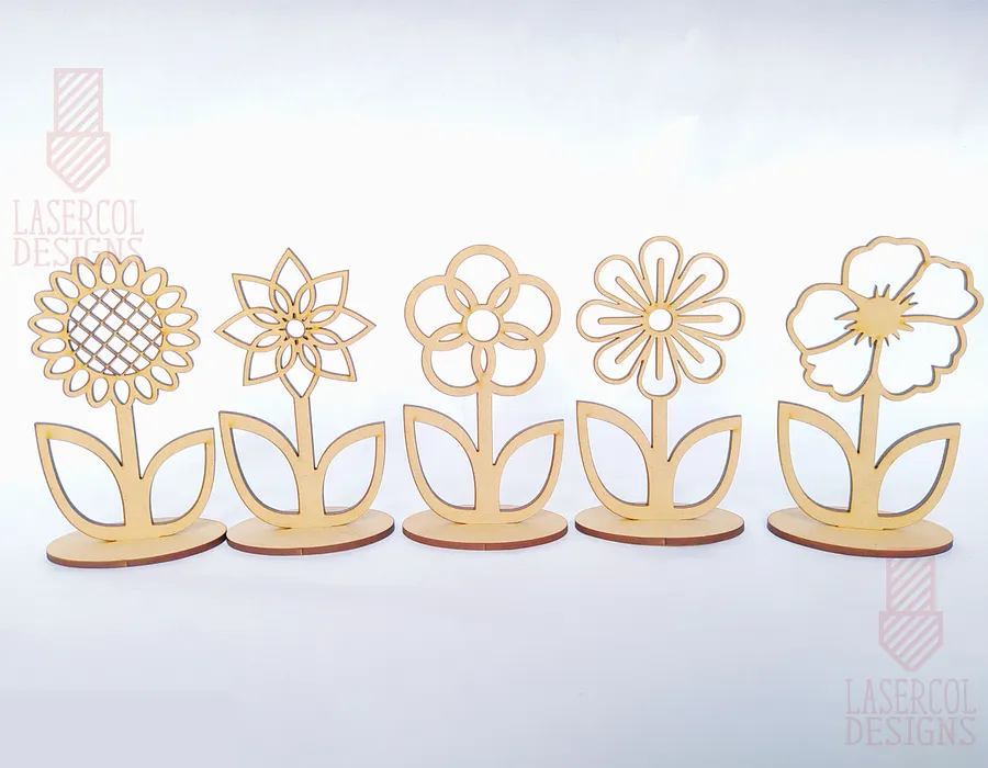 Flowers - Set 2 - (Two Sizes, Five Styles) - Laser Cut Files product image (6)