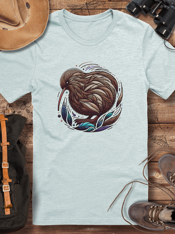 Kiwi Bird T-Shirt, Stylized Nature Art Tee, Unique Kiwi Bird Graphic, Nature Lover Gift, New Zealand Wildlife T-shirt product image (1)
