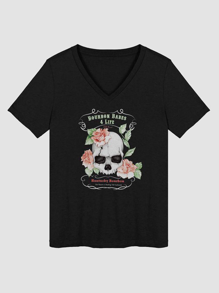 Bourbon Babes Floral Skull V-Neck Tee product image (1)