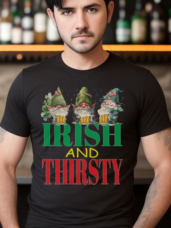 Irish and Thirsty Leprechauns Funny Clovers St Patrick's Day Premium T-Shirt product image (1)