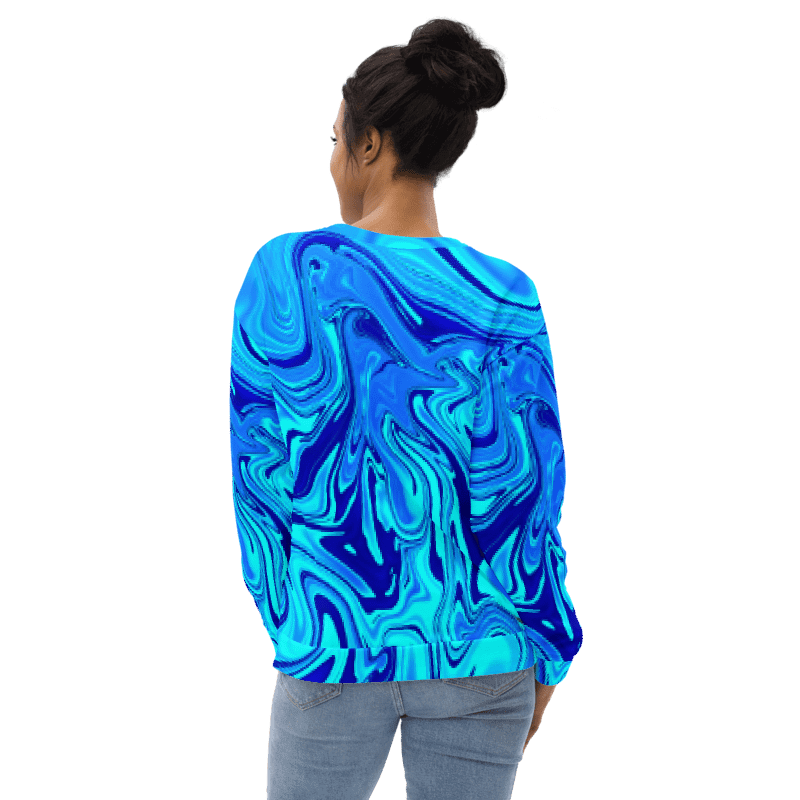 Sweatshirt - Light and Dark Blue Digital Fluid Art product image (7)