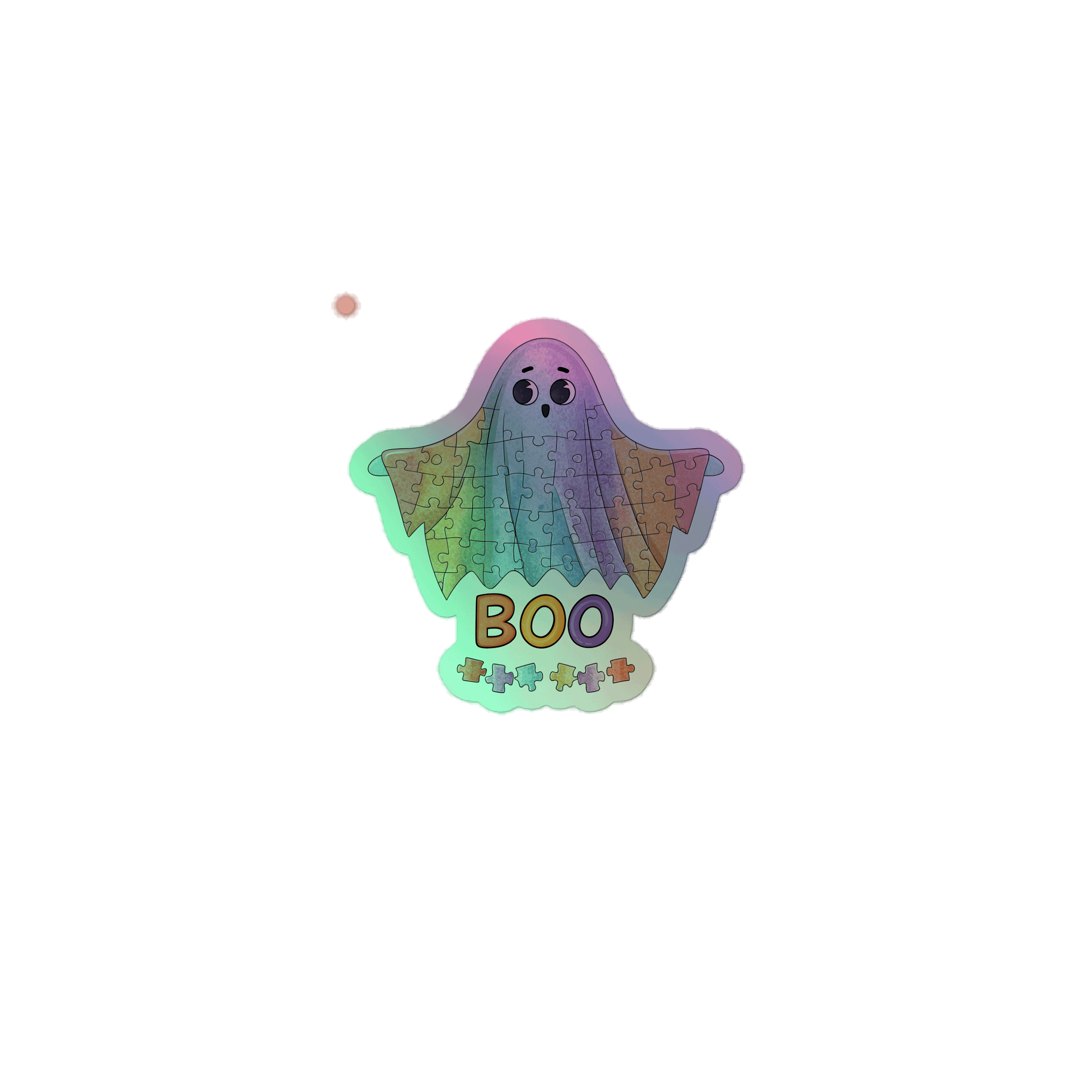 Holographic Boo Ghost Puzzle Sticker – Spooky & Shiny product image (2)