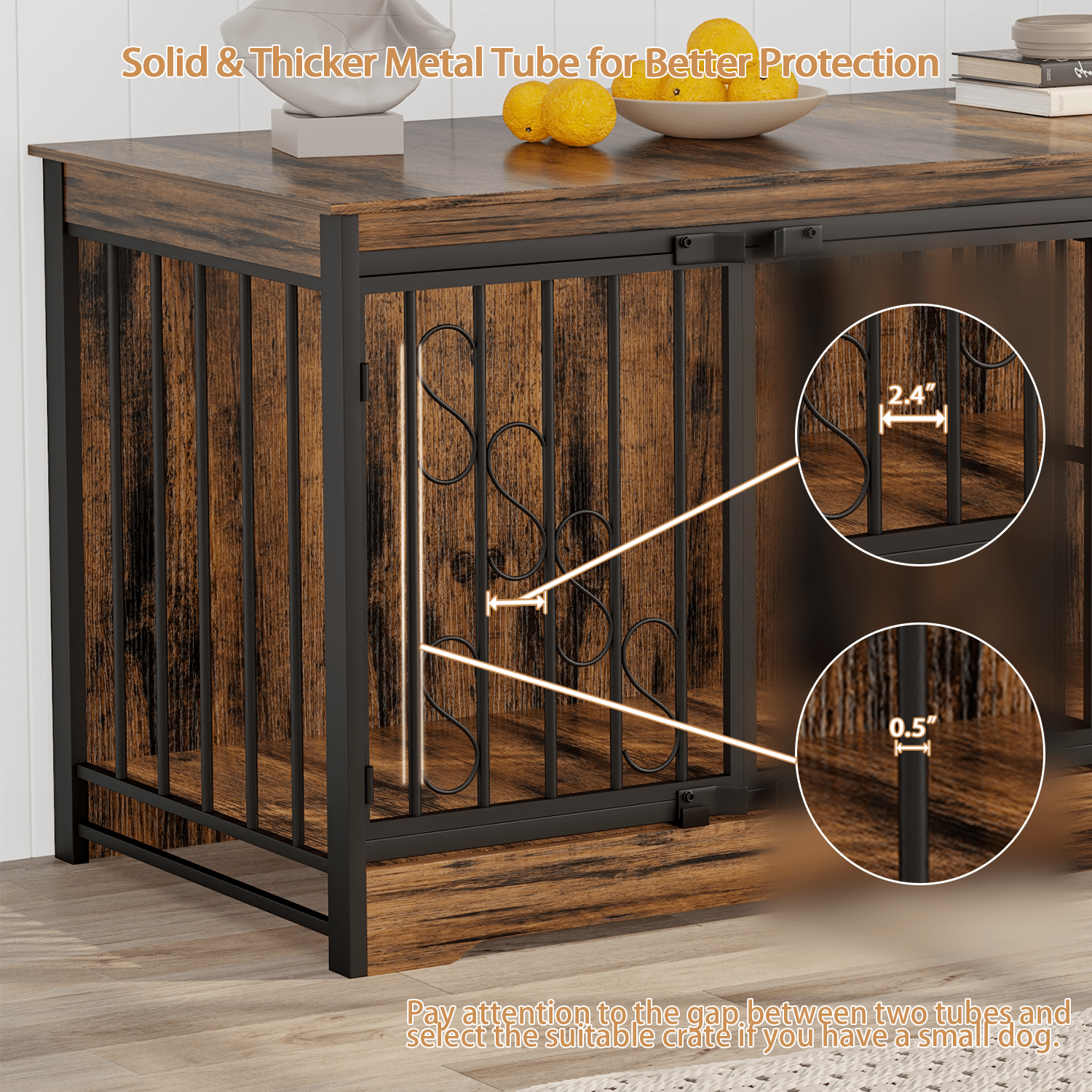 71 Inch Double Dog Crate Furniture, Extra Large Dog Kennel Indoor for 2 Dogs, Heavy Duty Wooden Dog House with Divider, Pet House Decorative as Table & TV Stand for X Large Dogs ( Brown) product image (6)