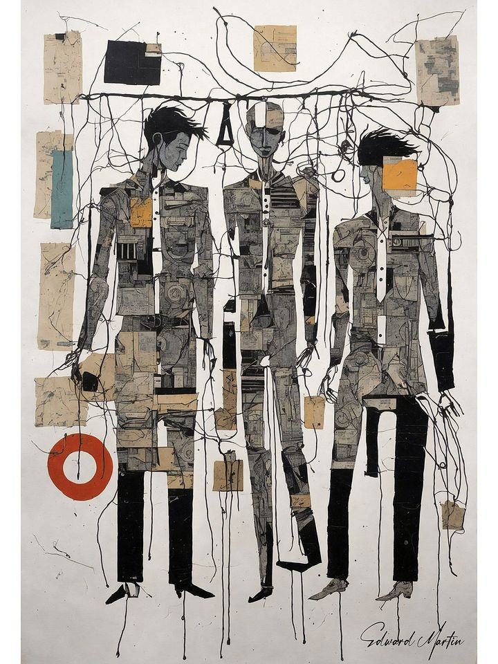 'l'homme no.04' by Edward Martin-Abstract Collage Trio Poster product image (1)