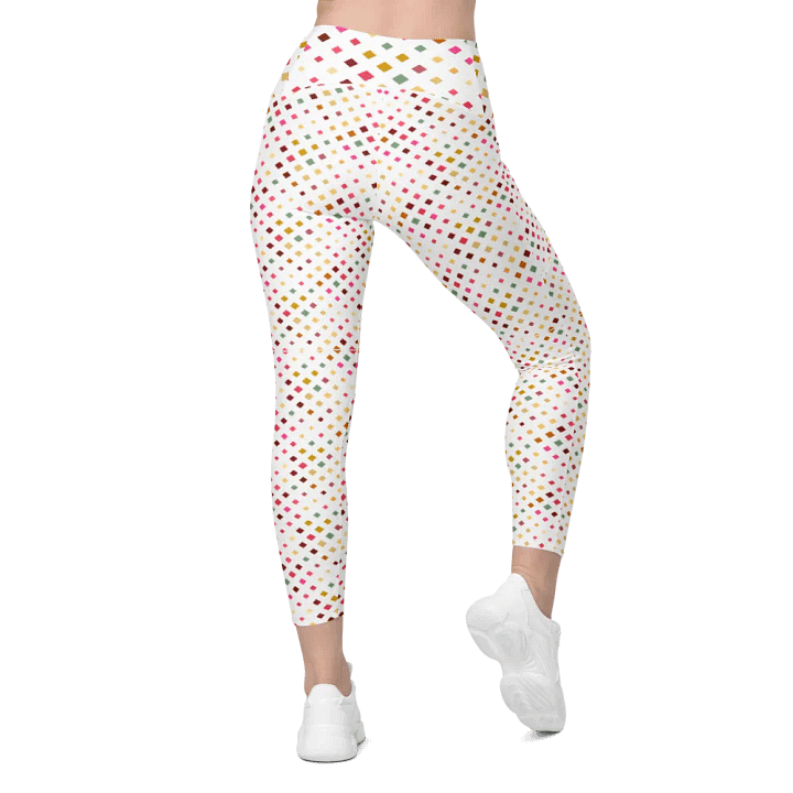 Colorful Square Pattern Design Leggings with Pocket - v6 product image (1)
