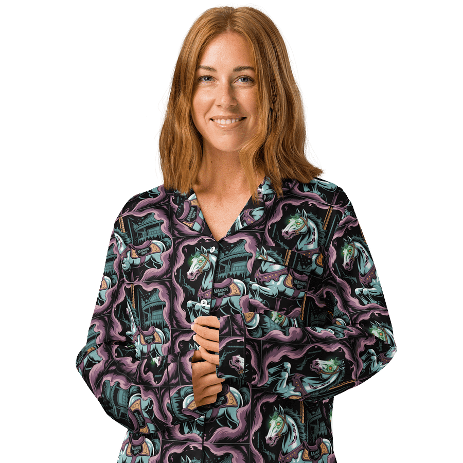 Midnight Veil Designs All-Over Print Women's Long Sleeve Pyjama Top - Haunted Carousel product image (3)