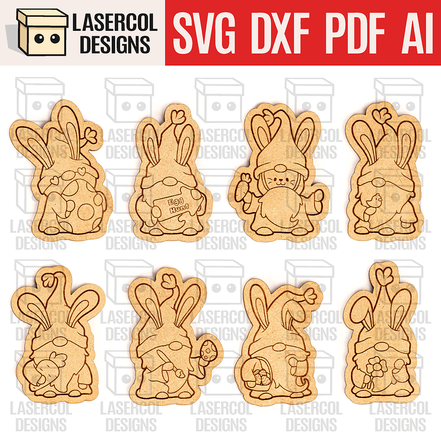 Easter Gnomes Paint Kit DIY Cut Outs Bundle - Laser Cut Files product image (3)