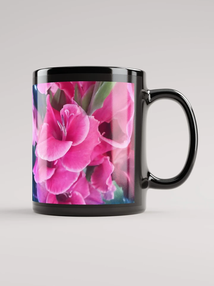 Dark Pink Gladiolas Black Coffee Mug product image (1)