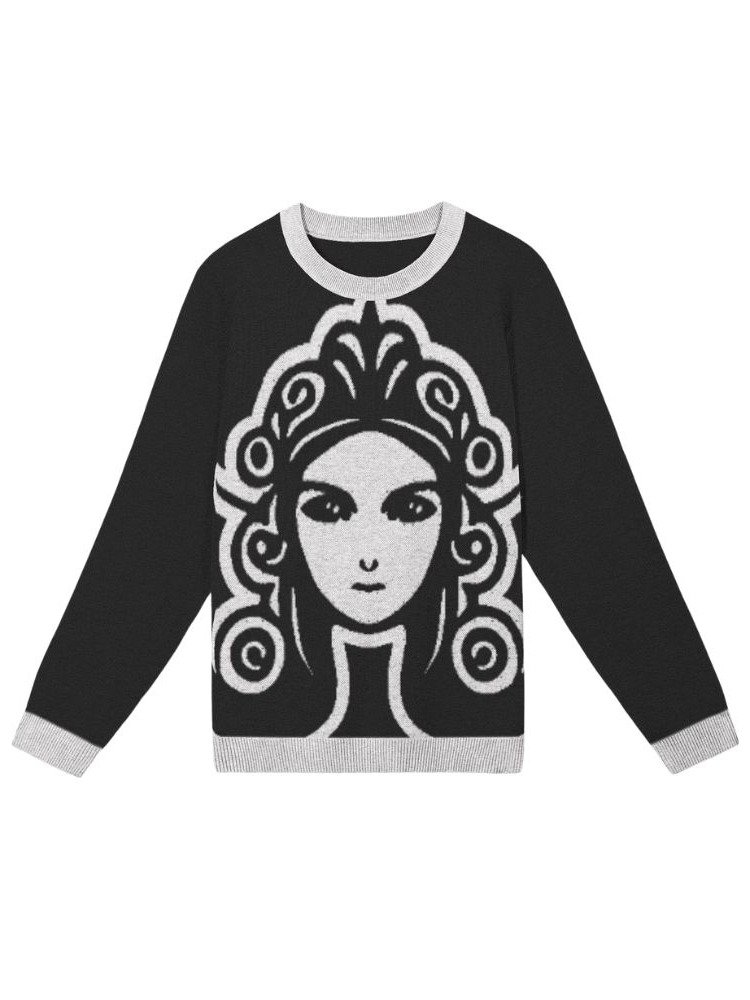 CIRCEMOON Goddess Emblem Sweater - unisex, black and white product image (2)