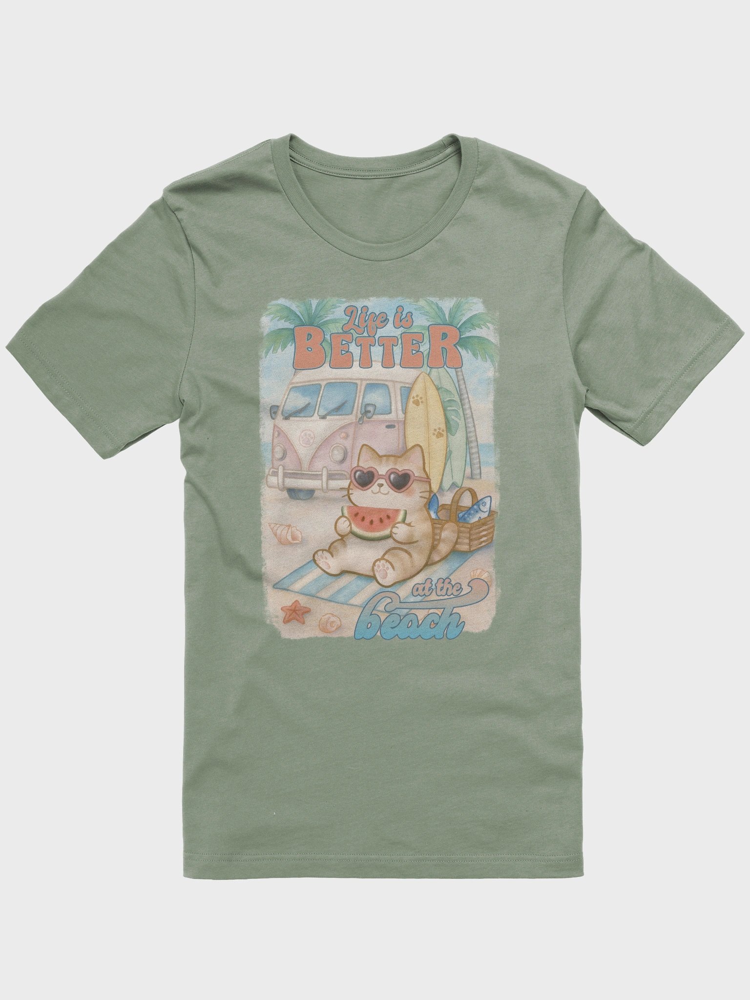 Summer Surf Cat -Unisex Tee Lightweight product image (8)