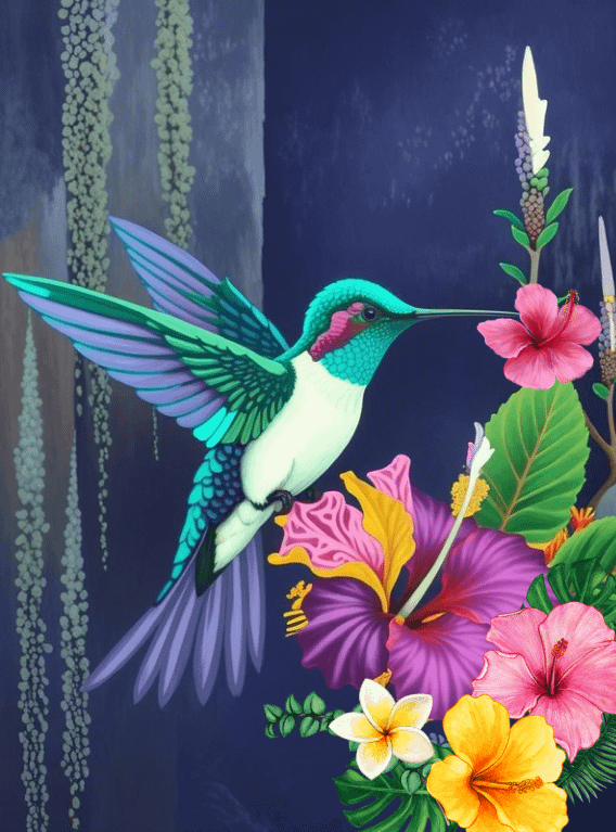 White and Blue Hummingbird Wall Art product image (1)