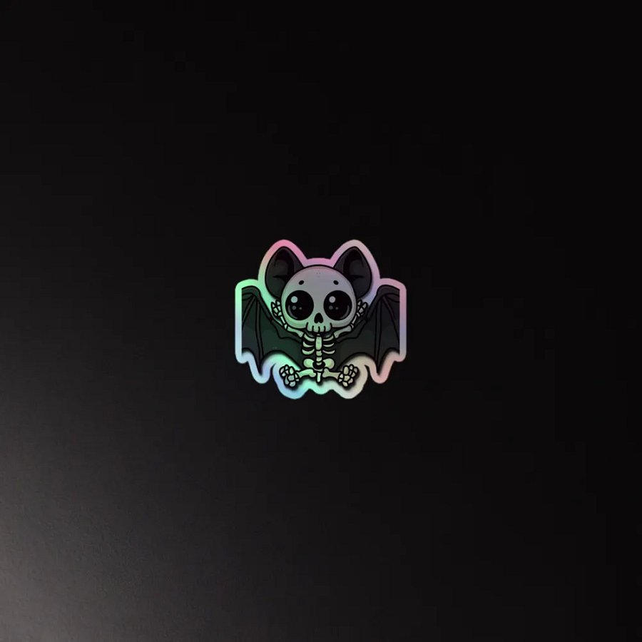 Whimsical Bat Skeleton Holographic Sticker Sheet product image (4)