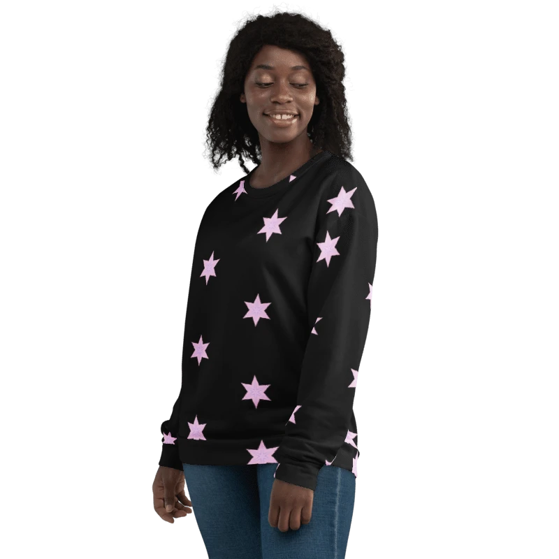 Abstract Repeating Pink Stars Unisex All Over Print Sweatshirt product image (3)