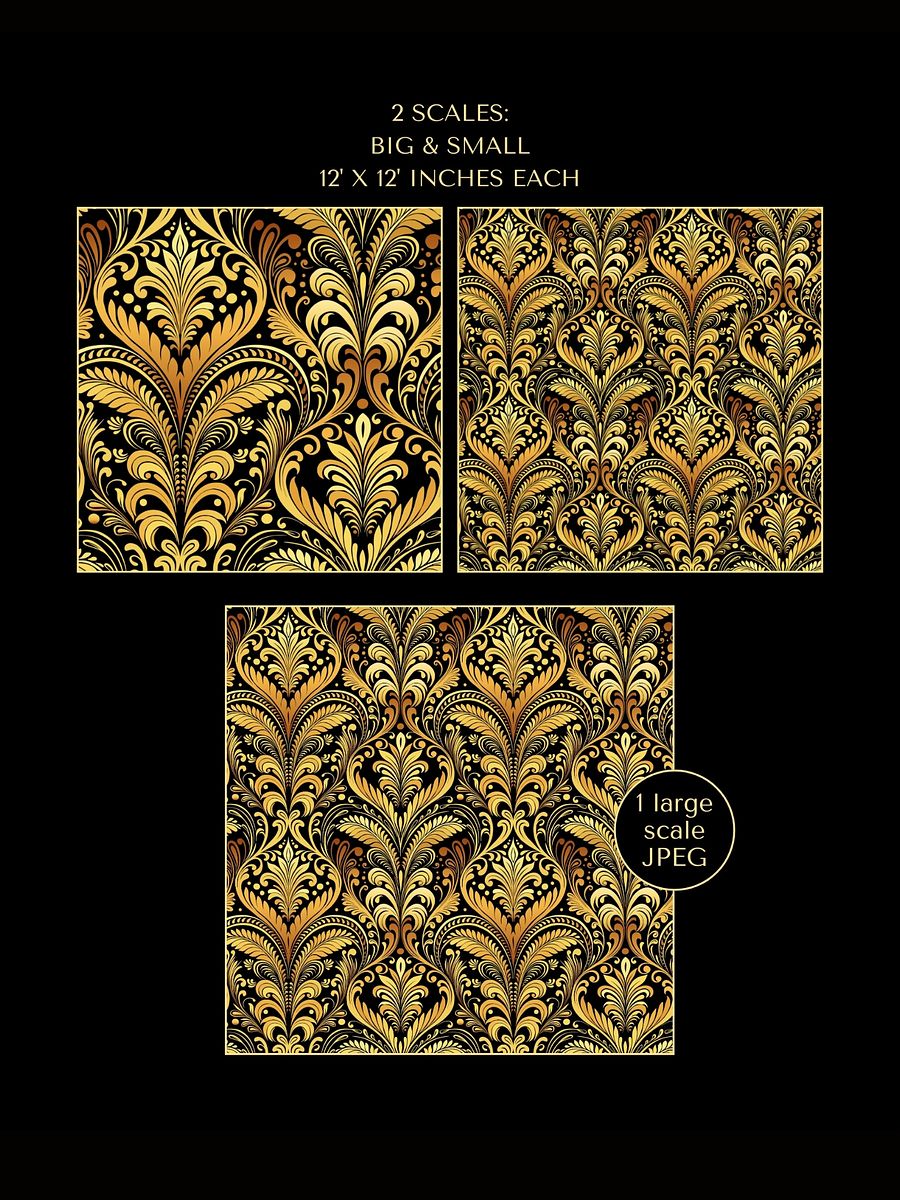 Gold Vintage Glamour Flourishes Single Seamless Pattern product image (5)