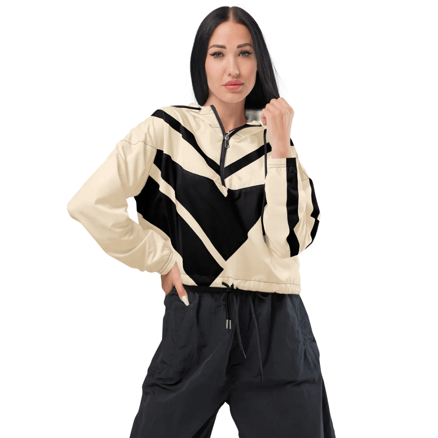 Black Stripes Crop Hoodie Windbreaker product image (3)