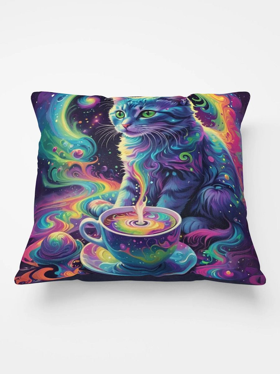 Psychedelic Cat with Cosmic Coffee Pillow product image (3)