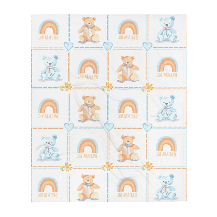 Mantita Para Bebé Ositos, Corazones y Flores en Azul product image (13)