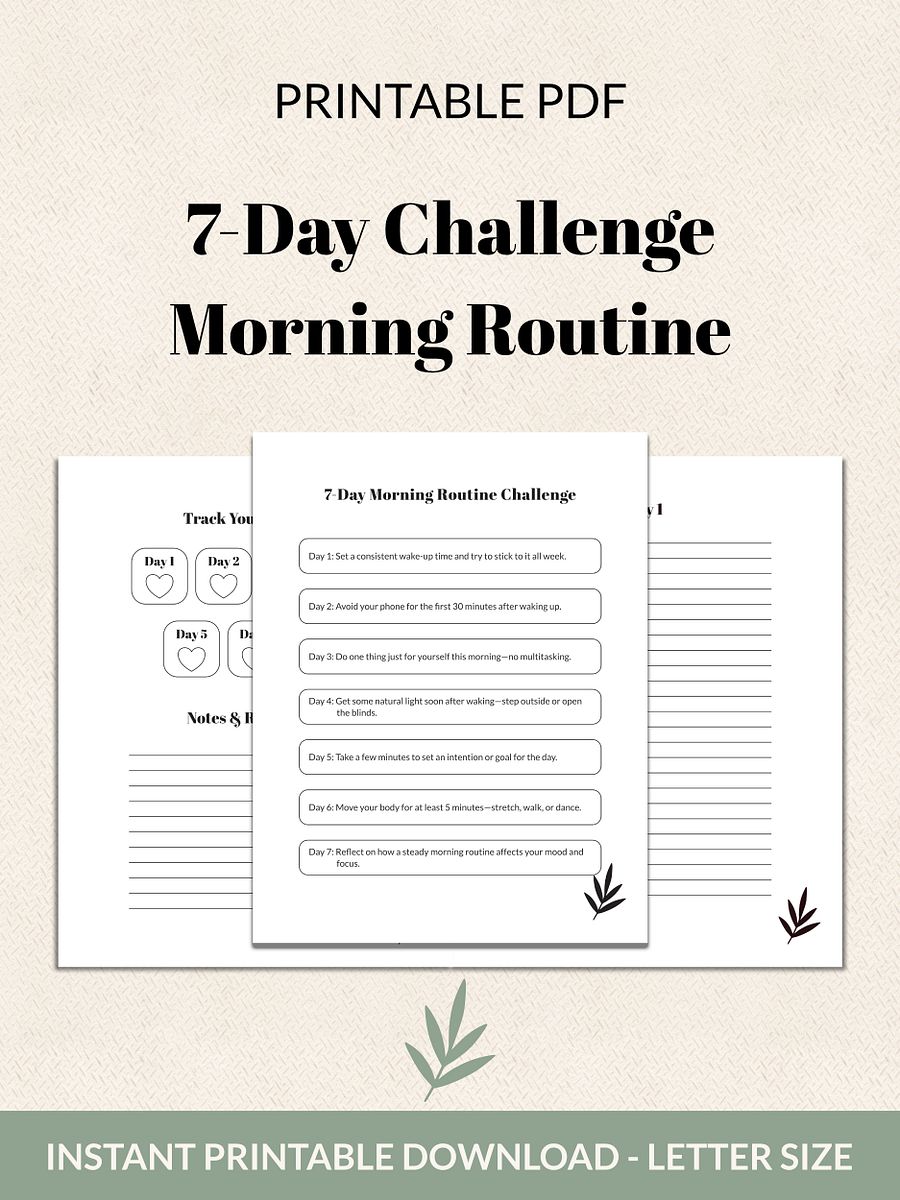 7-Day Morning Routine Challenge Printable product image (2)