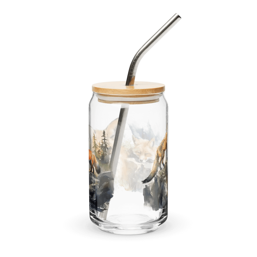 Foxes in the Wild Glass Can Sipper product image (2)