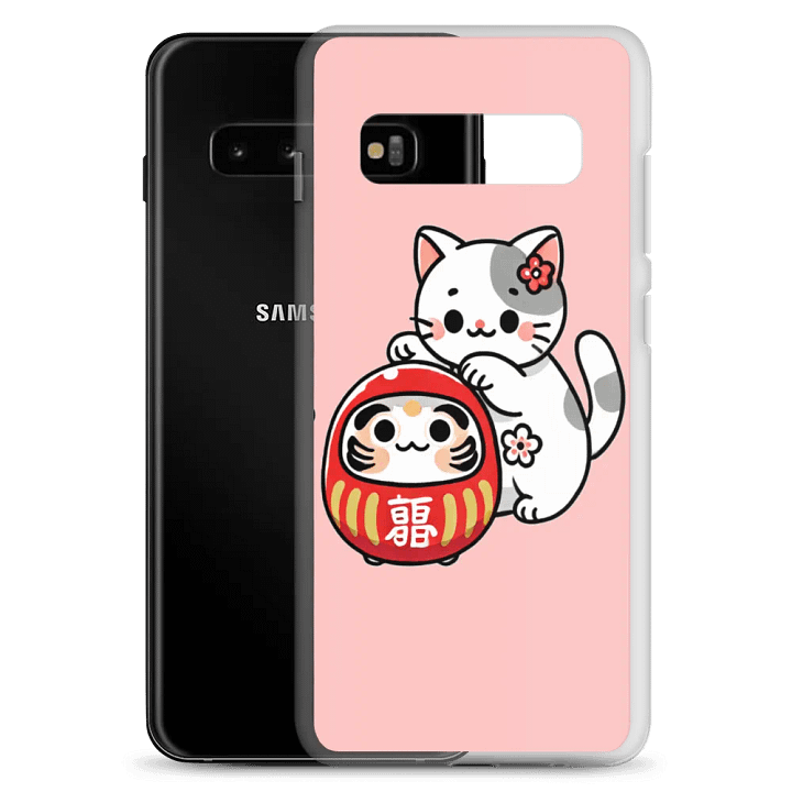 Kawaii Cat and Daruma Doll Clear Samsung® Case product image (20)