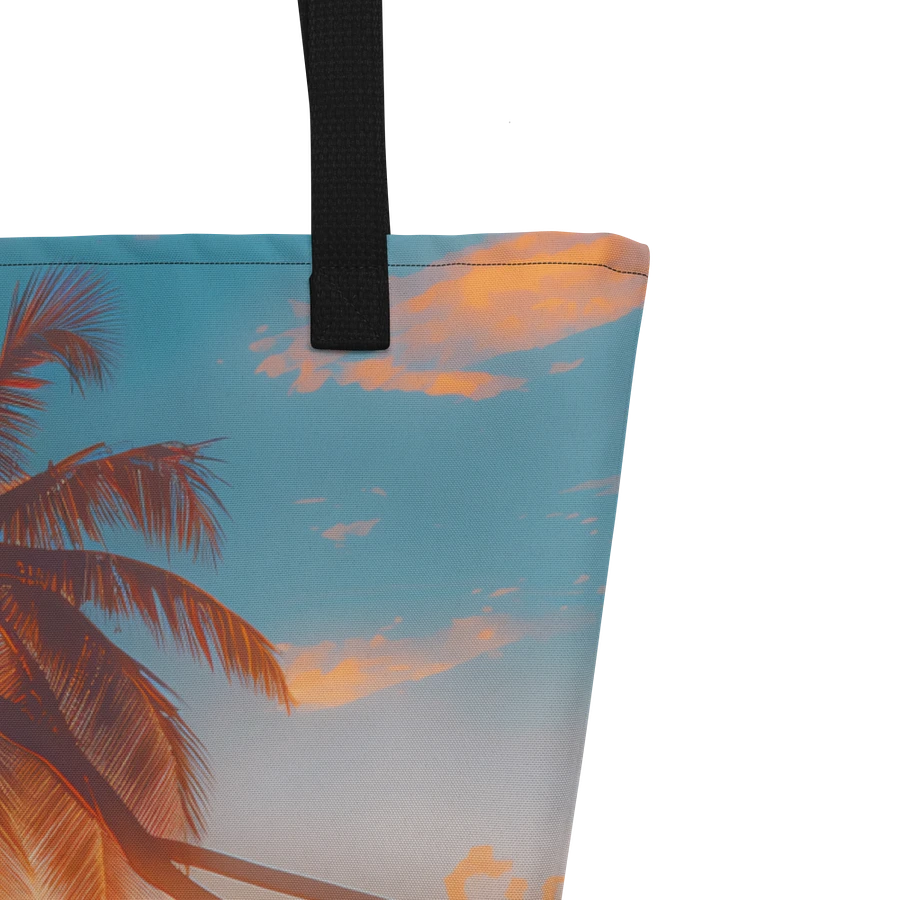 Tote Bag: Sunset at Beach Palm Trees Island Ocean Waves Design product image (5)