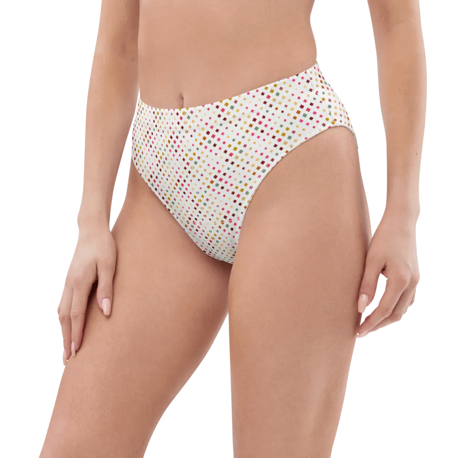 Colorful Square Pattern Design High Waist Bikini Bottom - V4 product image (1)