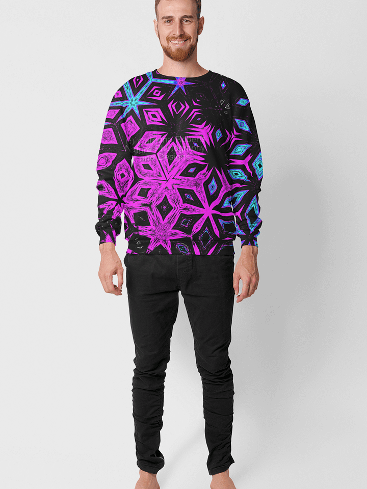 Abstract Vibrant Bold Kaleidoscope Pattern Unisex All Over Print Sweatshirt product image (2)