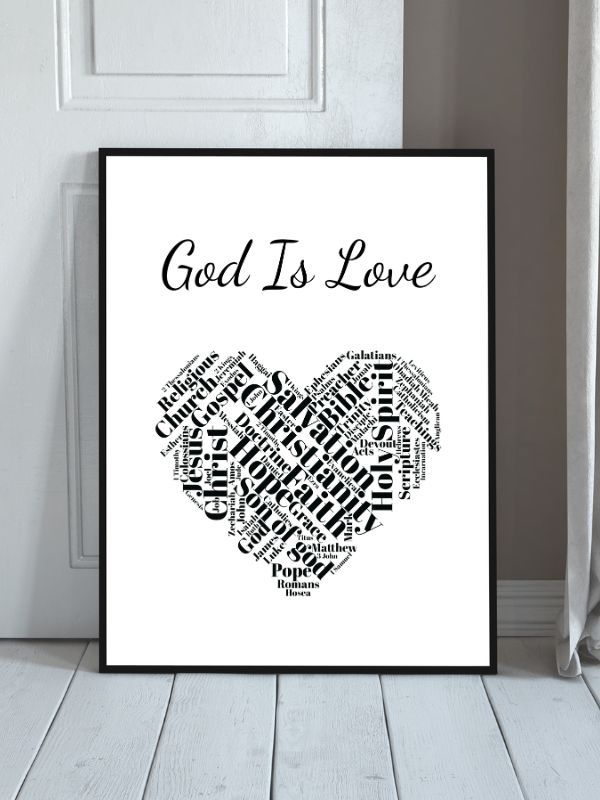 Printable Christian Wall Art – "God is Love" Heart Design product image (1)