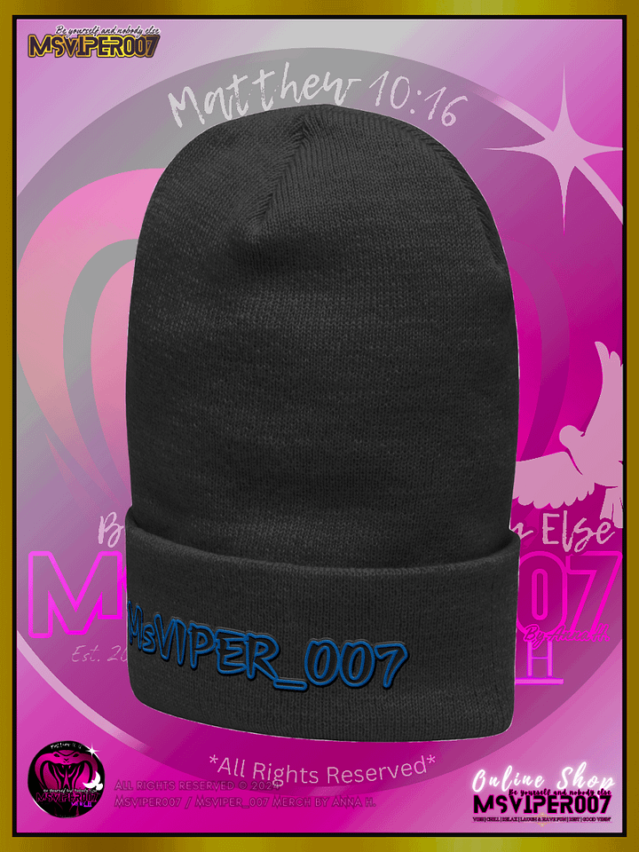 Cuffed Beanie [ Embroidered Design(s) ] - "MsViper_007™ Brand [blue/blk] - Support&Sport" Stylish Beanie by Anna H. product image (2)