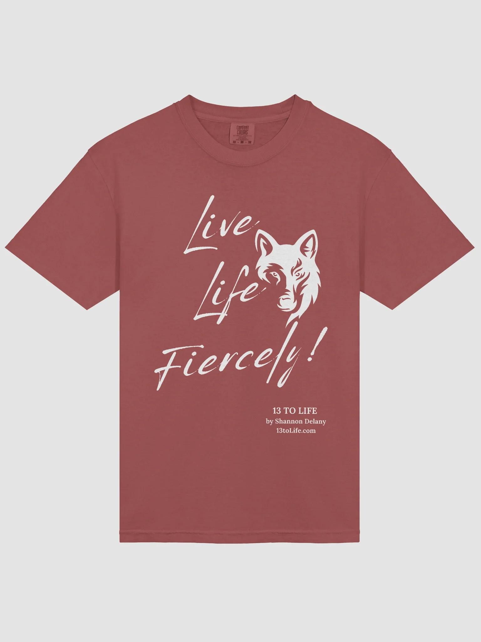 Live Life Fiercely – 13 TO LIFE Wolf T-shirt – White Print on Color product image (38)