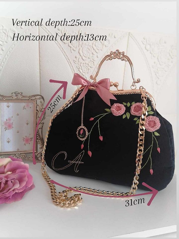 Black velvet handbag product image (2)