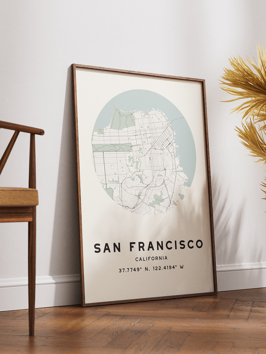 San Francisco Street Map Poster – Beige Minimalist Circular City Art product image (2)
